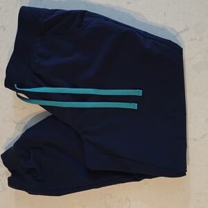 Figs Navy Scrub Pants With Teal Drawstring, Women's, Size Large